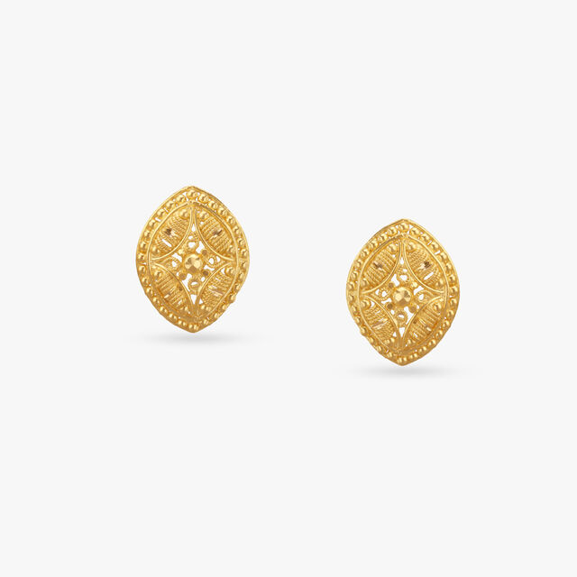 Marquise Net Gold Stud Earrings 