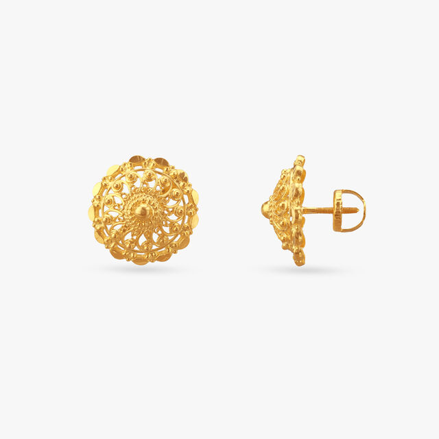 Spiral Bloom Gold Stud Earrings 2