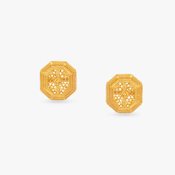 Regal Octagon Gold Stud Earrings