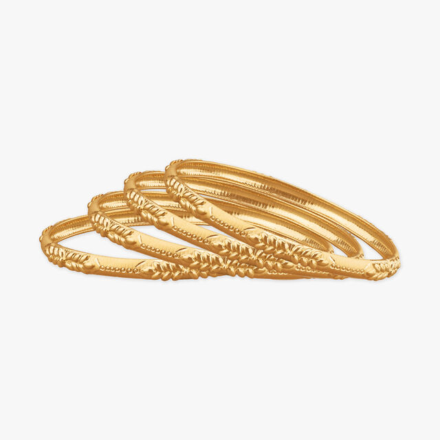 Leafy Grace Gold Bangles