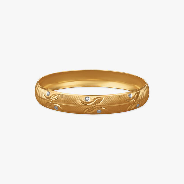 Blossom Carved Gold Bangle 