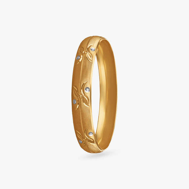 Blossom Carved Gold Bangle 2