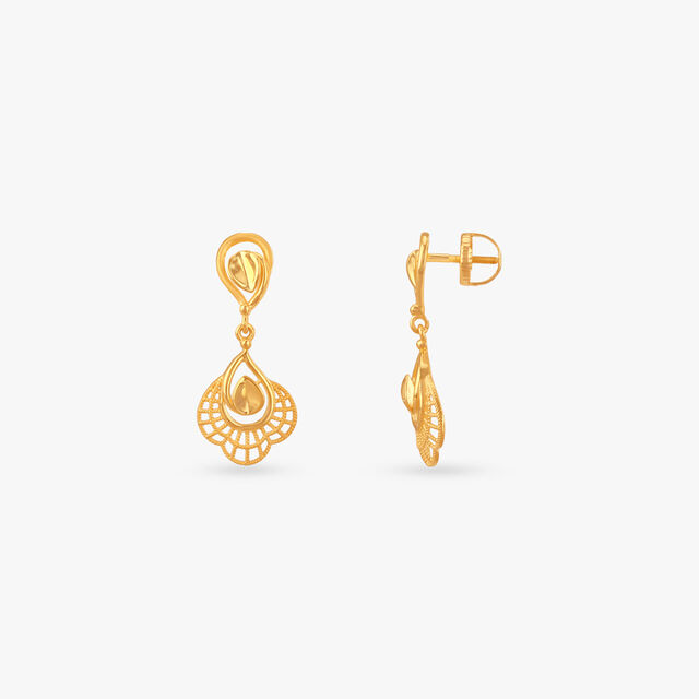 Scalloped Shine Gold Drop Earrings