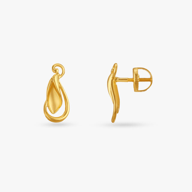 Sculpted Flow Gold Stud Earrings 2