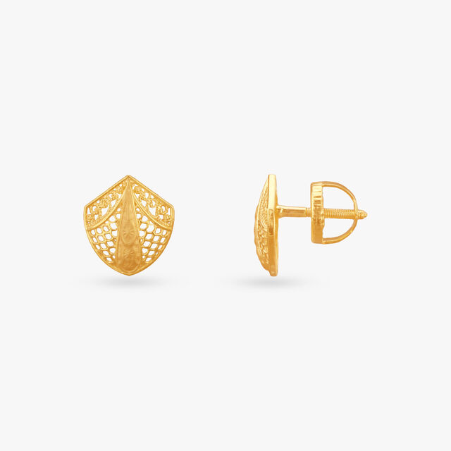 Shield Shine Gold Stud Earrings 2