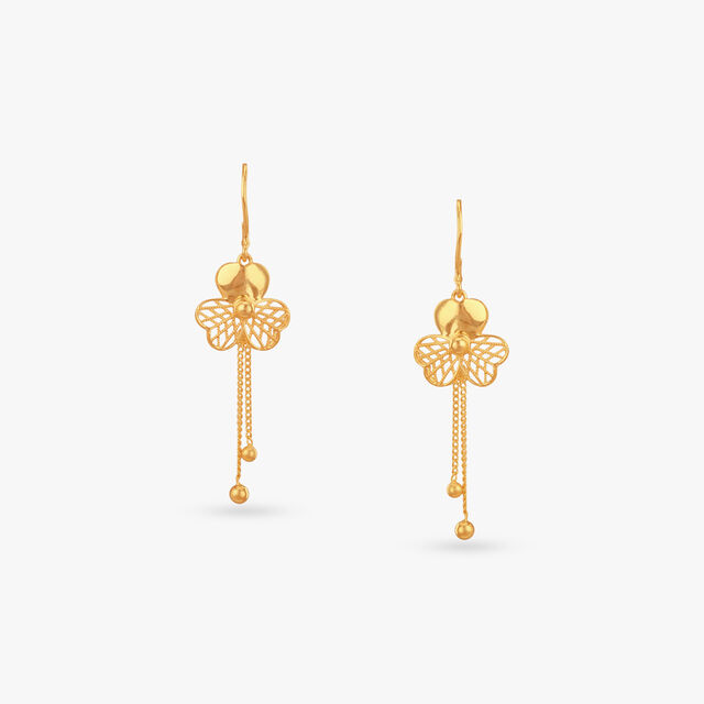 Graceful Bloom Gold Drop Earrings 