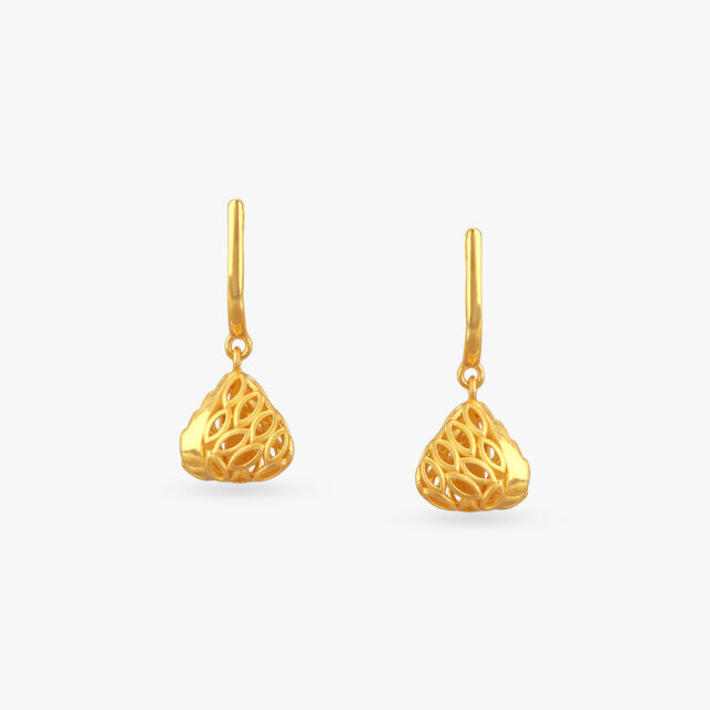 Sculpted Pod Gold Drop Earrings 
