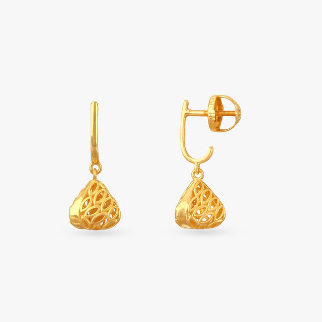 Sculpted Pod Gold Drop Earrings 2