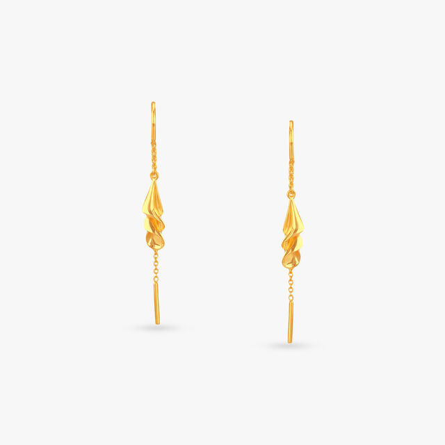 Twirl Chain Gold Drop Earrings 