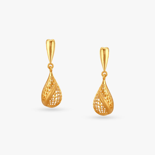 Swirl Mesh Gold Drop Earrings 