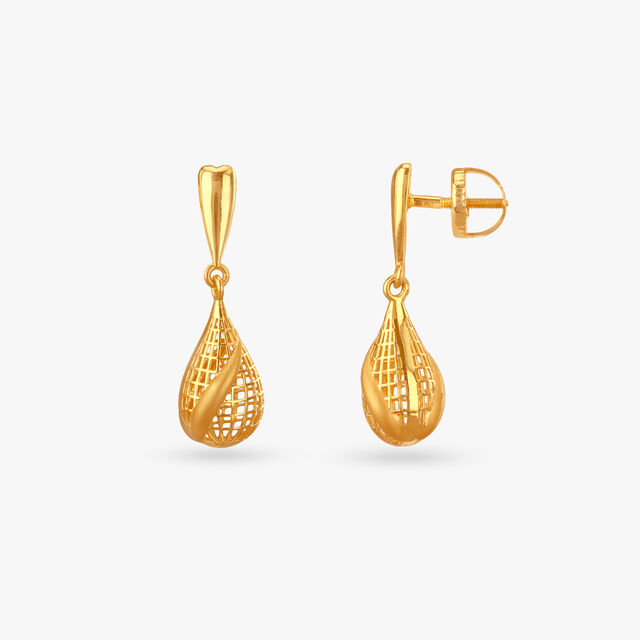Swirl Mesh Gold Drop Earrings 2