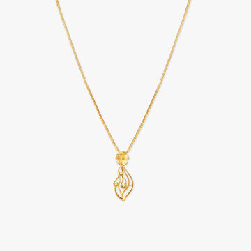 Sculpted Flame Gold Pendant with Chain
