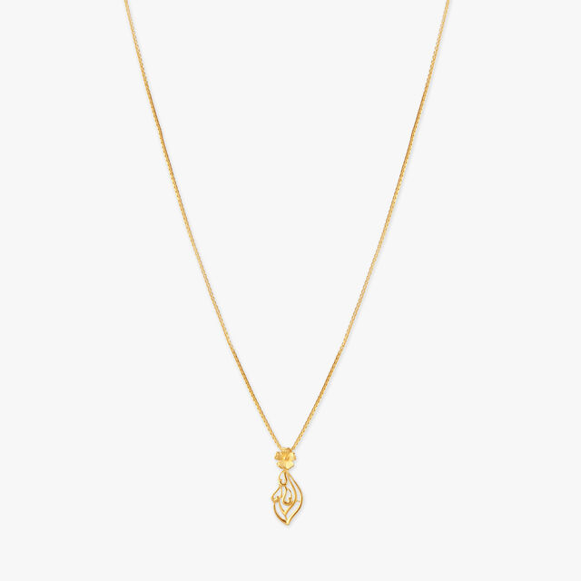 Sculpted Flame Gold Pendant with Chain