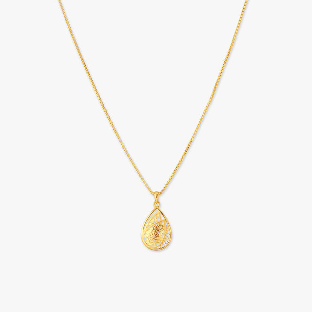 Lattice Glow Gold Pendant with Chain
