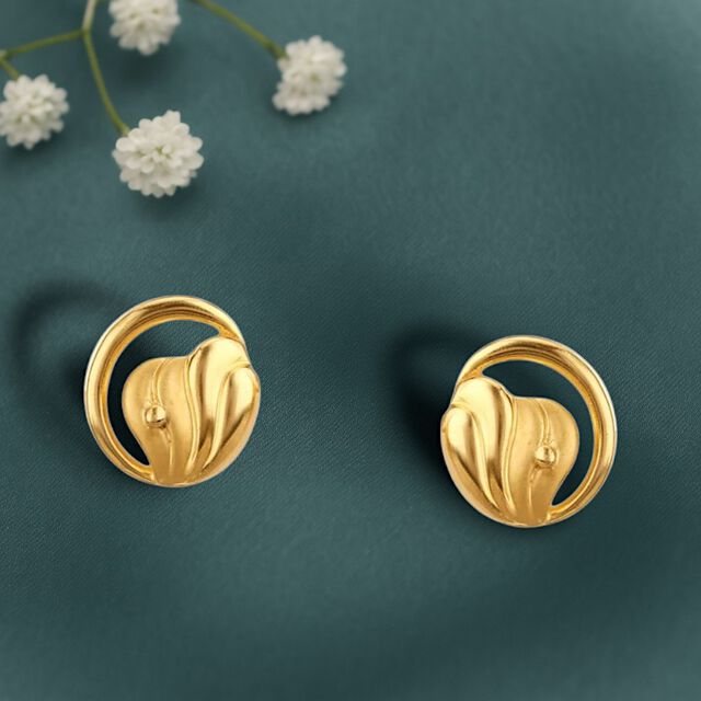 Artistic Curve Gold Stud Earrings 
