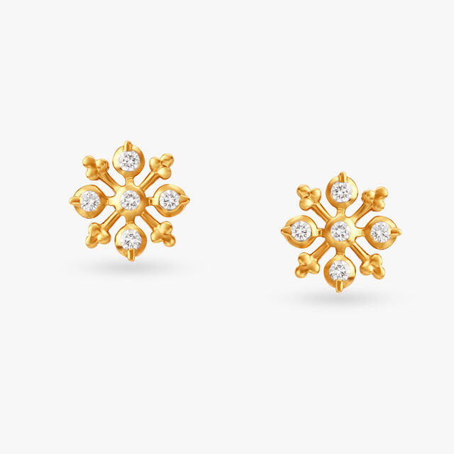 Gridded Elegance Diamond Stud Earrings 
