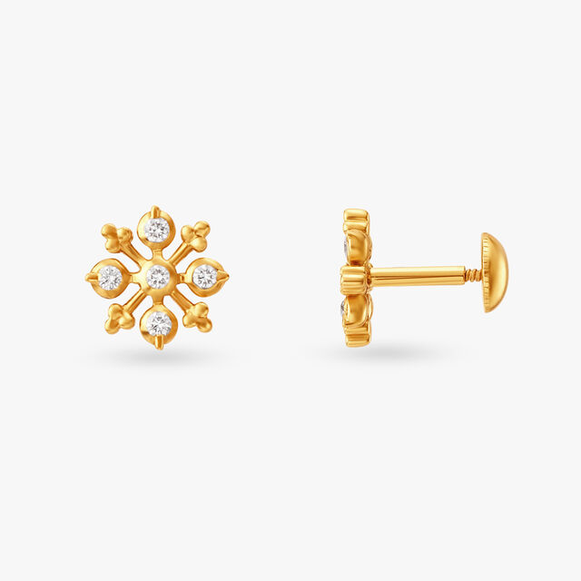 Gridded Elegance Diamond Stud Earrings 2