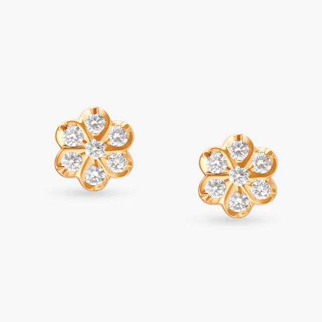 Floral Diamond Stud Earrings 