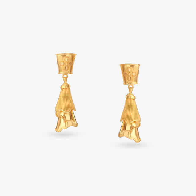 Temple Bell Gold Drop Earrings 