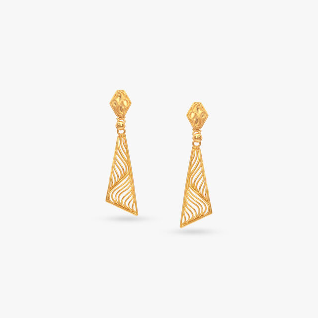 Swirl Cascade Gold Drop Earrings 