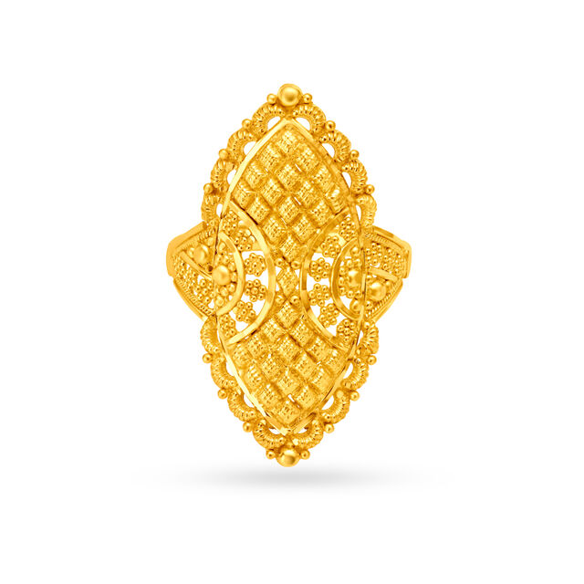 Royal Jali Work Gold Finger Ring,,hi-res 4