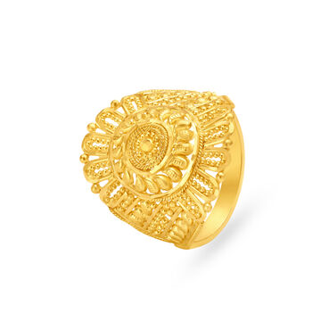Antique Gold Finger Ring With Filigree Work