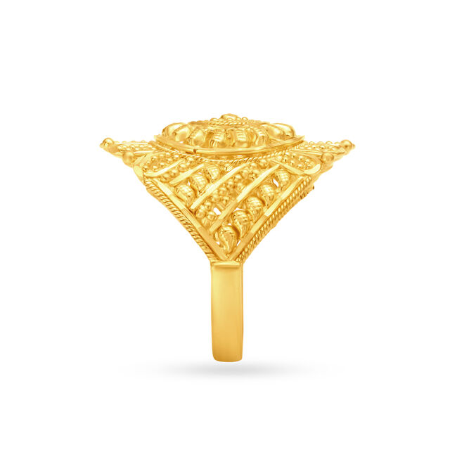 Antique Gold Finger Ring With Filigree Work,,hi-res