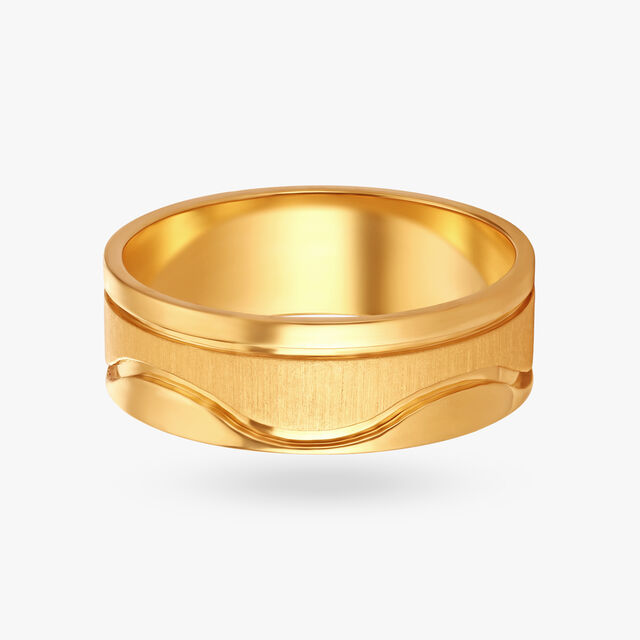 Wavy Men's Gold Finger Ring