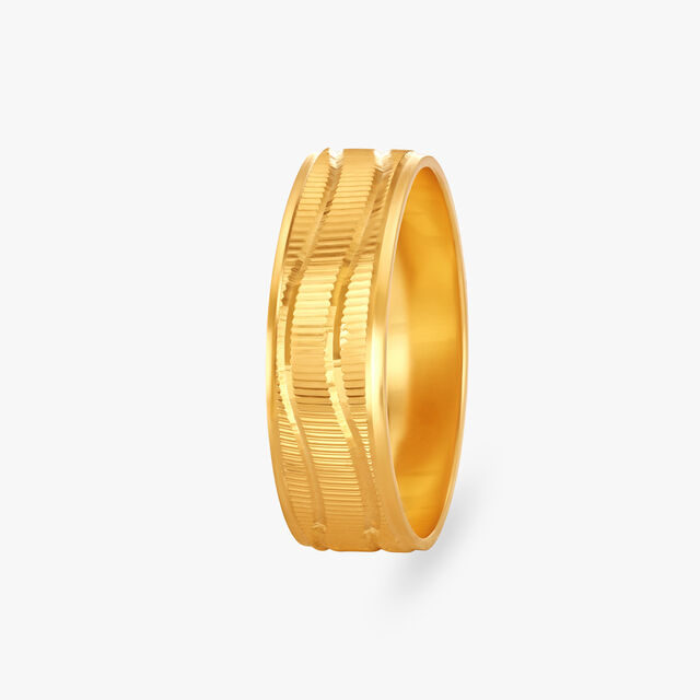 Grooved Men's Gold Finger Ring 6