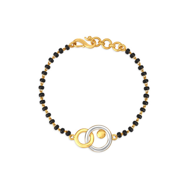 Gold Bracelet With Black Beads and O Pattern for Kids 