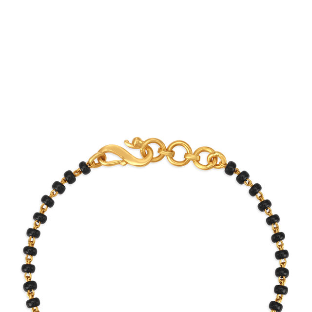 Gold Bracelet With Black Beads and O Pattern for Kids 2