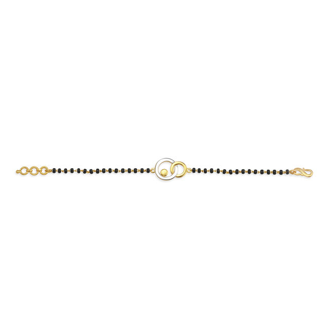 Gold Bracelet With Black Beads and O Pattern for Kids 3