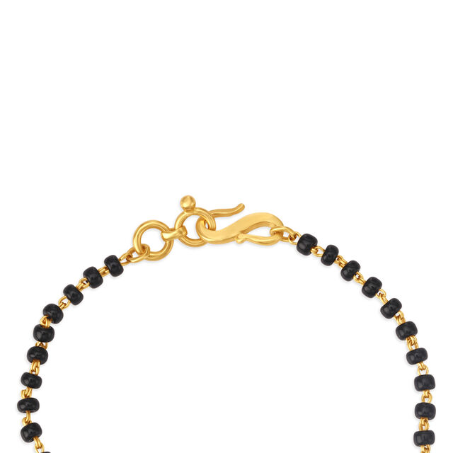 Kids Heart Pattern Gold Bracelet With Black Beads,,hi-res 3