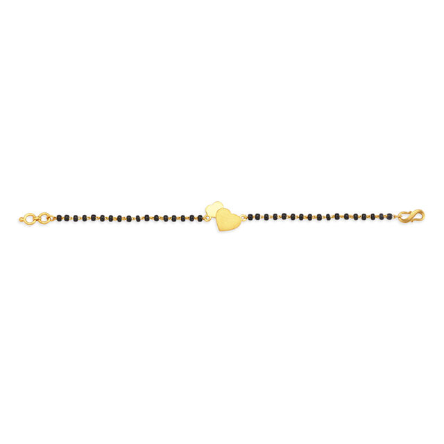 Kids Heart Pattern Gold Bracelet With Black Beads,,hi-res 4
