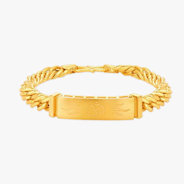Om Engraved Gold Bracelet For Men,,hi-res