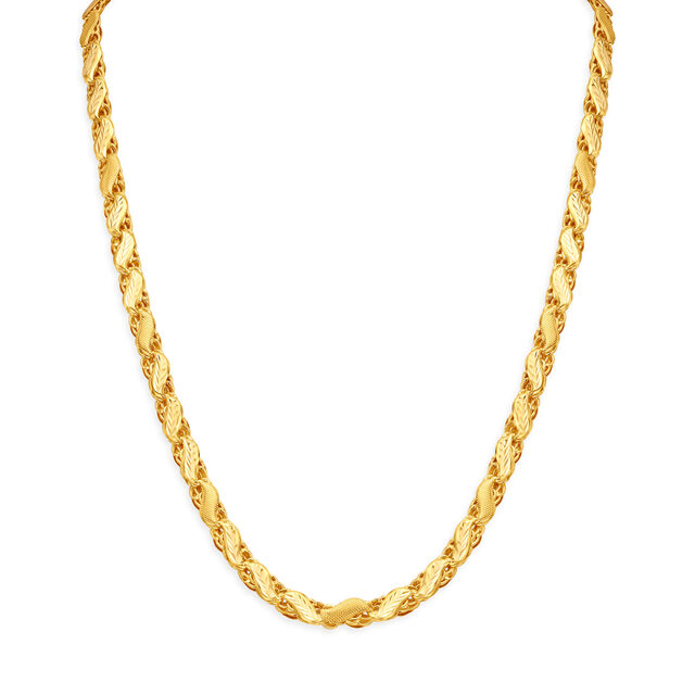 Spiral Pattern Dual Tone Gold Chain For Men,,hi-res