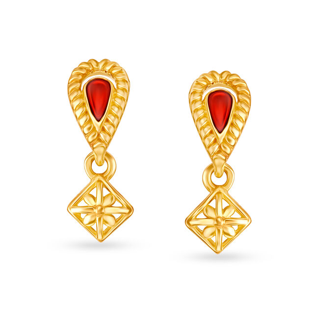 Ethereal Stunning Gold Drop Earrings for Kids,,hi-res 