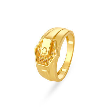 Geometric Textured Gold Ring for Men