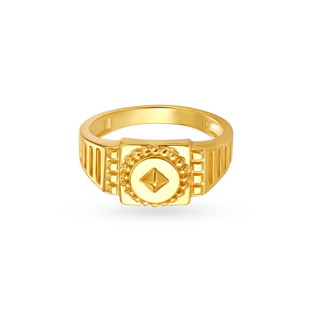 Edgy Geometric Gold Ring for Men,,hi-res 2