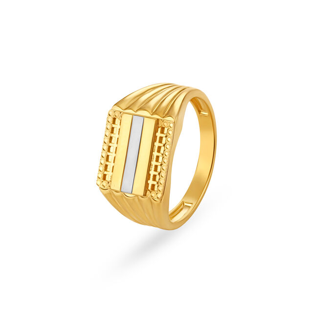 Glamorous Ridged Gold Ring for Men,,hi-res 