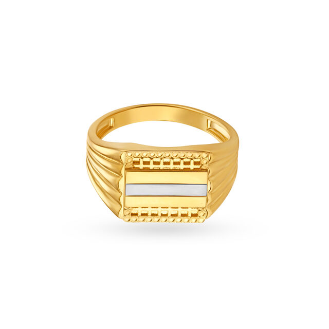 Glamorous Ridged Gold Ring for Men,,hi-res 2