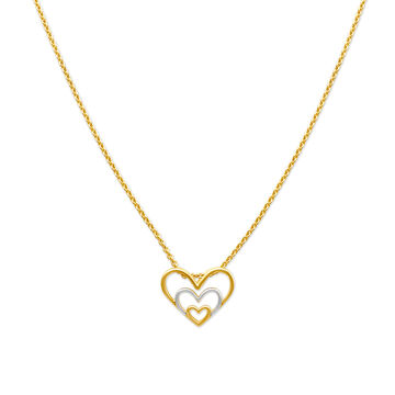 Triple Heart Pattern Gold Pendant with Chain for Kids