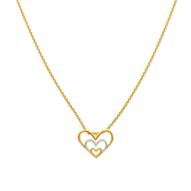 Triple Heart Pattern Gold Pendant with Chain for Kids,,hi-res 