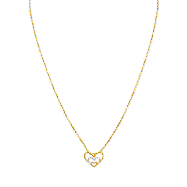 Triple Heart Pattern Gold Pendant with Chain for Kids,,hi-res 2