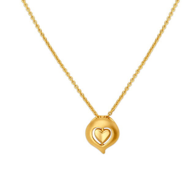 Rotatable Heart Gold Pendant with Chain for Kids,,hi-res