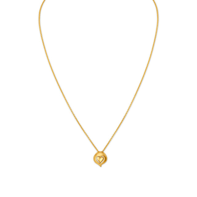 Rotatable Heart Gold Pendant with Chain for Kids,,hi-res