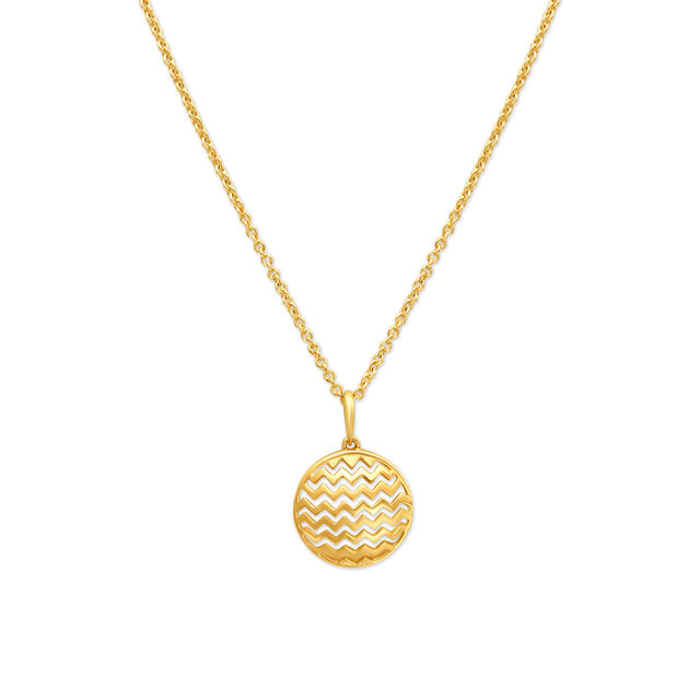Edgy Wavy Gold Pendant with Chain,,hi-res
