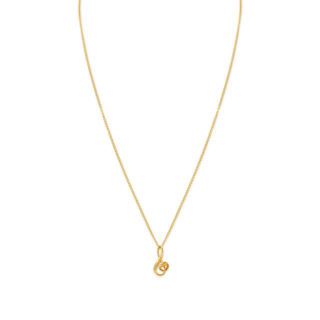 Heart And Infinity Pattern Motif Gold Pendant with Chain For Kids 