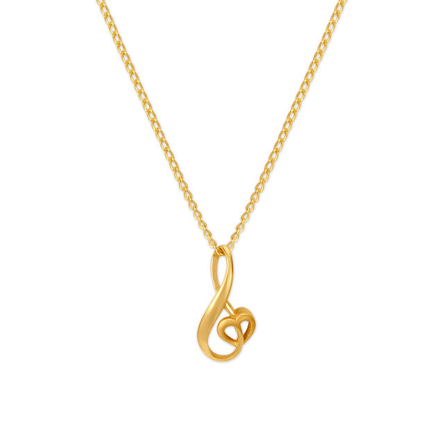 Heart And Infinity Pattern Motif Gold Pendant with Chain For Kids 2