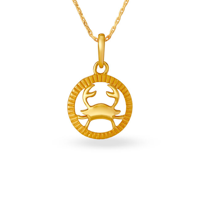 Cancer Symbol Gold Pendant 